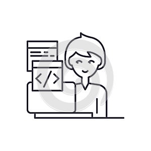 Programming line icon concept. Programming vector linear illustration, symbol, sign