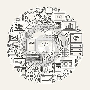 Programming Line Icons Circle