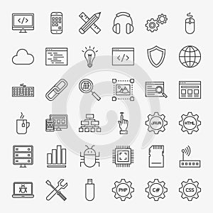 Programming Line Icons Set