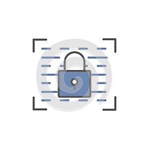 Programming lock icon illustration. Padlock, safety. icon related to developer