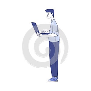 Programming with Man Character Working on Web Application Development Vector Illustration