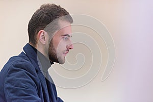 Programming. Man Working On Computer In IT Office, Sitting At Desk Writing Codes. Programmer Typing Data Code, Working On Project