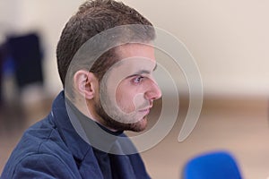 Programming. Man Working On Computer In IT Office, Sitting At Desk Writing Codes. Programmer Typing Data Code, Working On Project