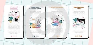 Programming mobile application banner set Coding, testing