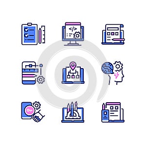 Programming - modern line art style icons set