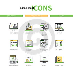 Programming - modern line design style icons set