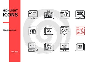 Programming - modern line design style icons set