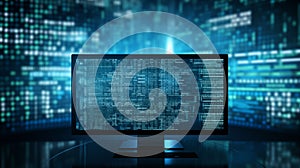 Programming monitor blue screen. Coding background