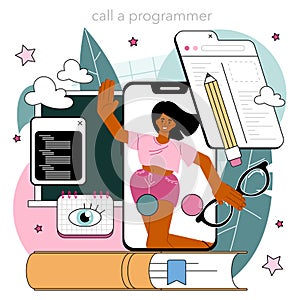 Programming online service or platform. Coding, testing and writing