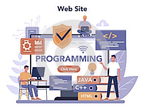 Programming online service or platform. Coding, testing and writing