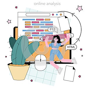 Programming online service or platform. Idea of coding, testing
