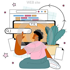 Programming online service or platform. Idea of coding, testing