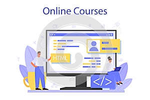 Programming online service or platform. Idea of working on the computer