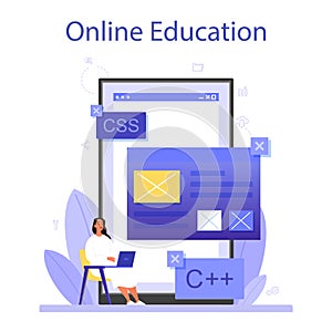 Programming online service or platform. Idea of working on the computer