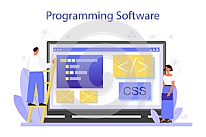 Programming online service or platform. Idea of working on the computer