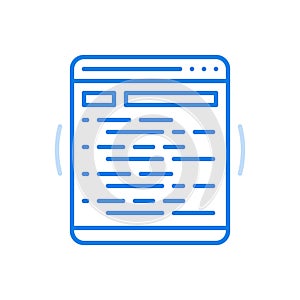 Programming process vector line icon. Website development process and data coding.