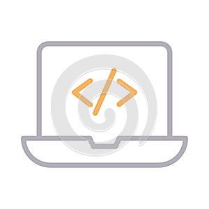 Programming reception vector  color line icon