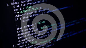 Programming script application code running down a computer screen
