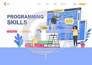 Programming skills flat landing page template