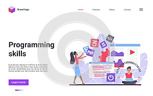 Programming skills landing page, programmer training course, coursework technology