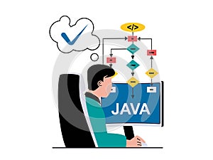 Programming software concept with character situation.