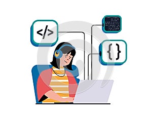 Programming software concept with character situation.