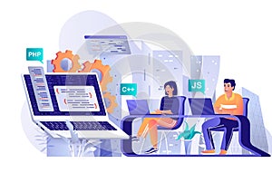 Programming software concept in flat design