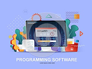 Programming software flat concept with gradients.
