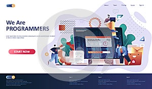 Programming software flat landing page template.