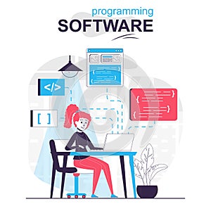 Programming software isolated cartoon concept.