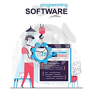 Programming software isolated cartoon concept.