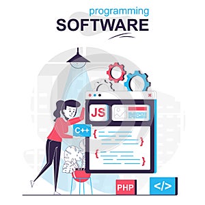 Programming software isolated cartoon concept.