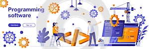 Programming software landing page with people