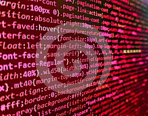 Programming source code abstract screen of software developer. Big data concepts working in cyberspace environment. Web server