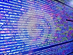 Programming source code abstract screen of software developer. Computer script. Website codes on computer monitor. Coding