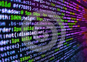 Programming source code abstract screen of software developer. Programming code abstract screen of software developer. Lines of