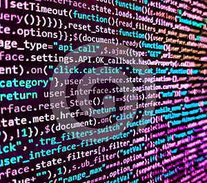 Programming source code abstract screen of software developer. Lots of digits on the computer screen. Programmer developer screen