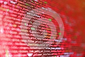 Programming source code abstract screen of software developer. RNN Neural Network source code. Lines of code of a software with