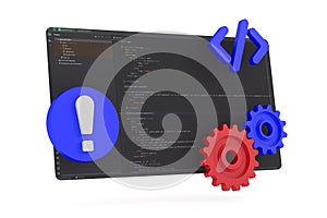Programming source code on white background. Isolated 3d illustration