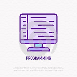Programming thin line icon. Modern vector illustration of wed page development