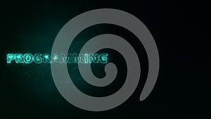 Programming title with plexus effect. Connected lines with dots. Lines title plexus