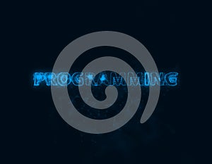 Programming title with plexus effect. Connected lines with dots. Lines title plexus