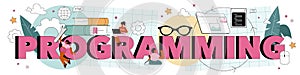 Programming typographic header. Idea of coding, testing and writing program