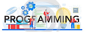 Programming typographic header. Idea of coding, testing and writing program