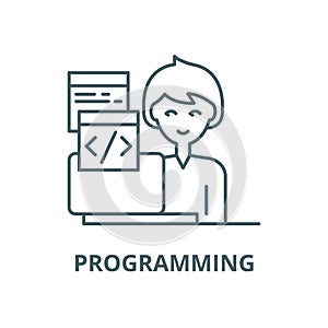 Programming vector line icon, linear concept, outline sign, symbol