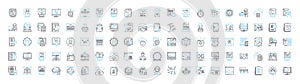 Programming vector line icons set. Programming, coding, scripting, coding language, algorithm, debugging, software