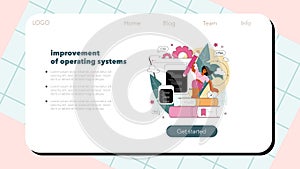 Programming web banner or landing page. Idea of coding, testing