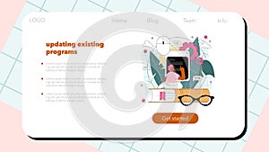 Programming web banner or landing page. Idea of coding, testing