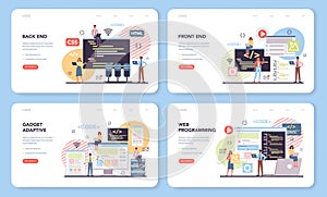 Programming web banner or landing page set. Idea of working