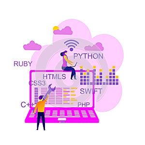Programming web banner.vector illustration